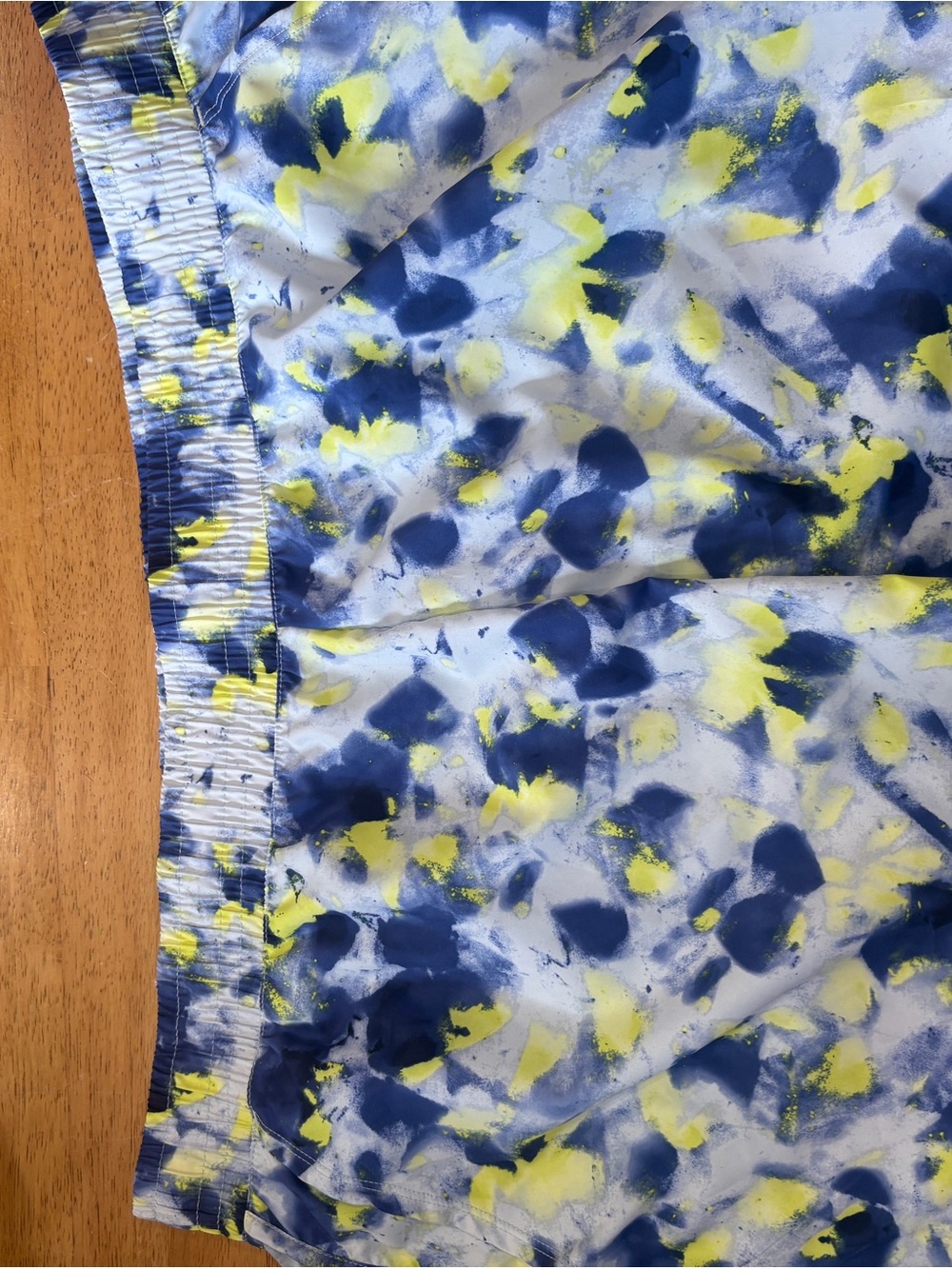 Avia Women’s Athletic Shorts in Blue and Yellow Abstract Print